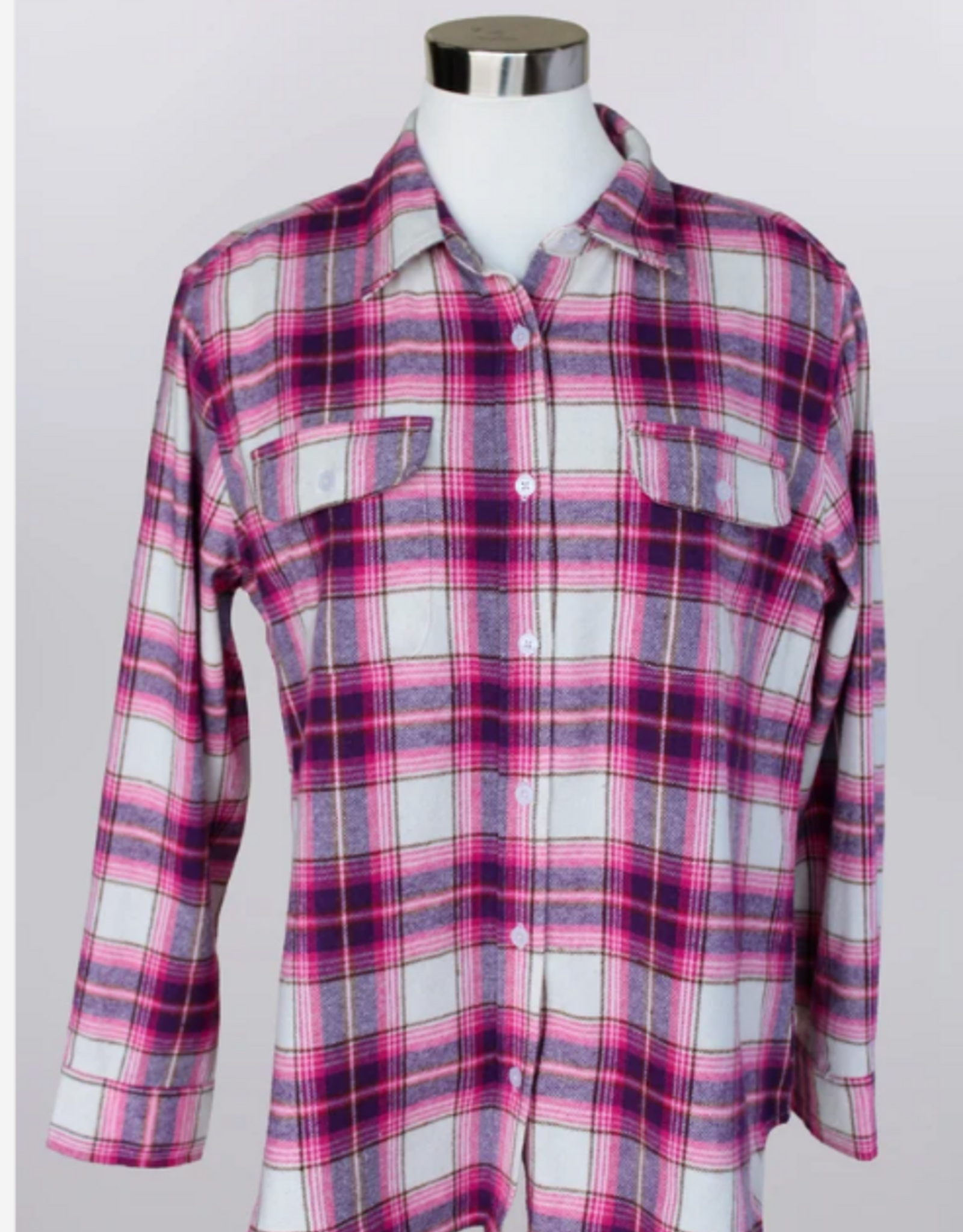 Keren Hart Keren Hart 73031B Rose Combo Plaid Button Up Long Sleeve Top