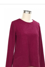 Southern Lady Southern Lady Hollywood Solid Round Neck Long Sleeve Petite Top