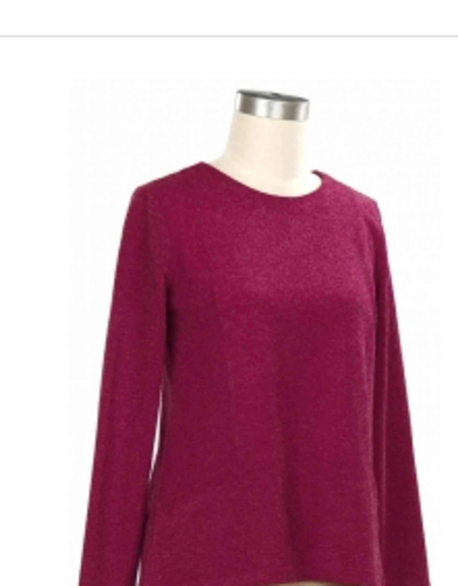 Southern Lady Southern Lady Hollywood Solid Round Neck Long Sleeve Petite Top