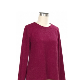 Southern Lady Southern Lady Hollywood Solid Round Neck Long Sleeve Petite Top