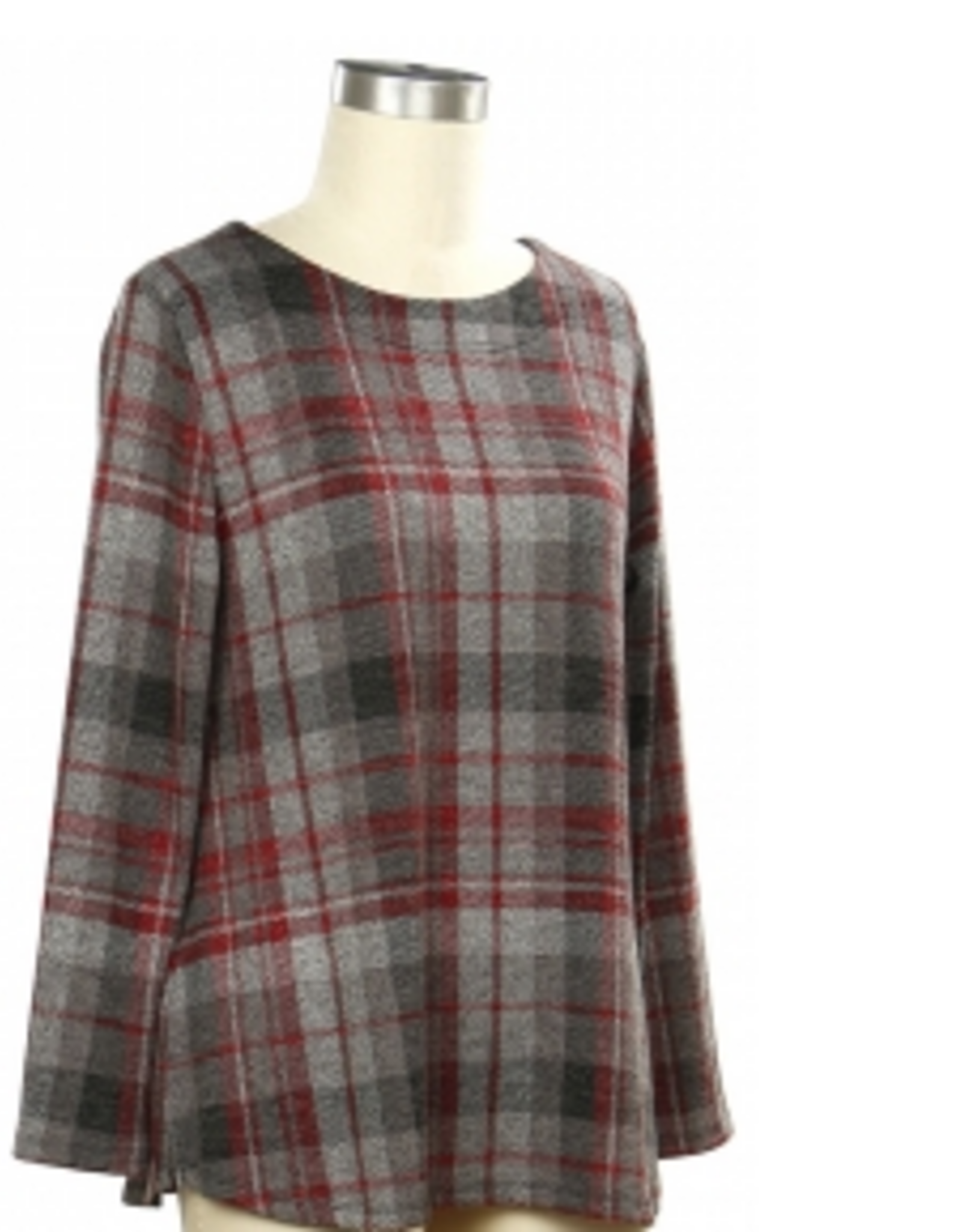 Southern Lady Southern  Lady Hollywood/Black Plaid Round Neck Long Sleeve Petite Top