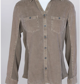Keren Hart Keren Hart YY73021 Pecan Corduroy Button Up Roll Tab Sleeve  Top