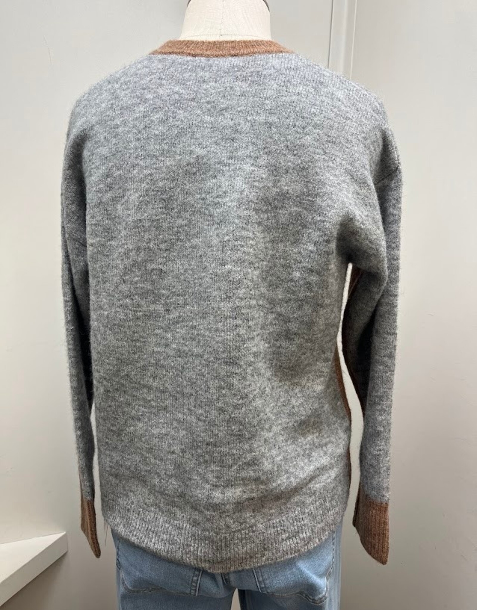 Sunday Sunday Cobber Two Tone  Round Neck Long Sleeve Sweater