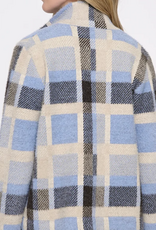 Picadilly Picadilly Button Front Blue/Cream  Plaid Short Jacket