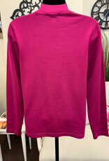 Sunday Sunday  Fuchsia  Mock Neck Side Tie Detail Long Sleeve Sweater