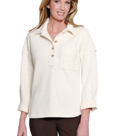Multiples Multiples Winter White  V-Neck 3 Button Placket 3/4 Sleeve Top