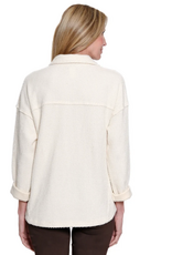 Multiples Multiples Winter White  V-Neck 3 Button Placket 3/4 Sleeve Top
