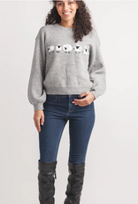 Papillon Papillon  Grey 3D Sheep Round Neck Long Sleeve Sweater