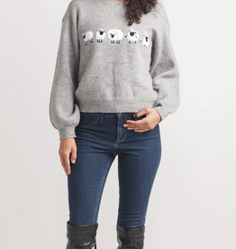 Papillon Papillon Grey 3D Sheep Round Neck Long Sleeve Sweater