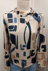 Bali Bali Multi Color Print Mock Neck Long Sleeve