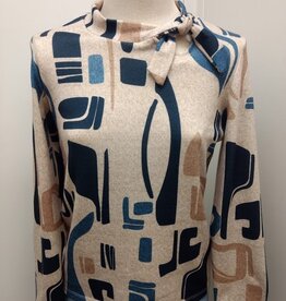 Bali Bali Multi Color Print Mock Neck Long Sleeve