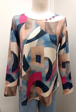Bali Bali Multi Color Print Round Neck Long Sleeve