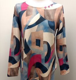Bali Bali Multi Color Print Round Neck Long Sleeve