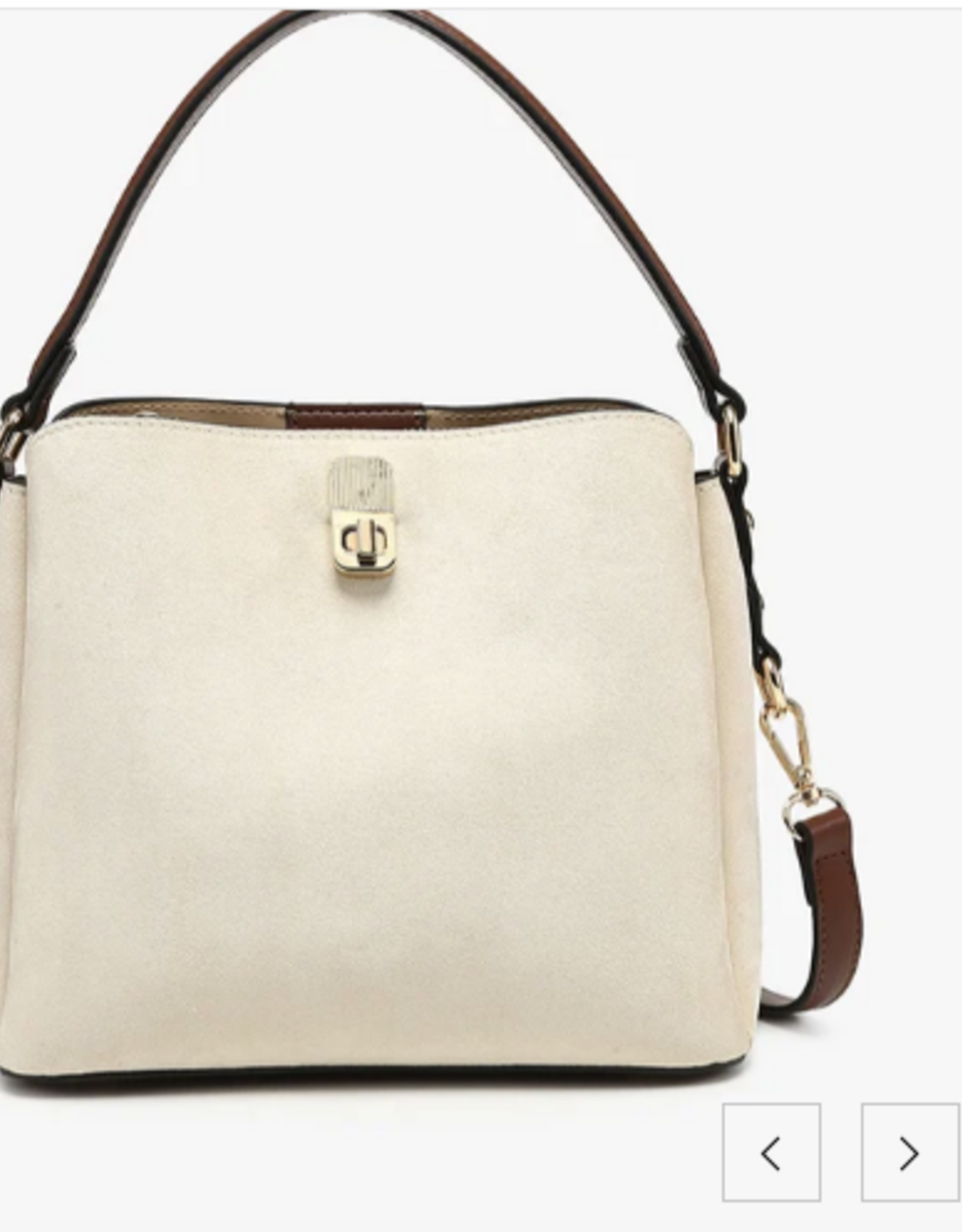Jen and Co Jen & Co  Allison Off White/Brown Faux Suede Satchel