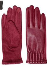 Coronet Coronet Burgundy Faux Leather Touch Screen Gloves One Size