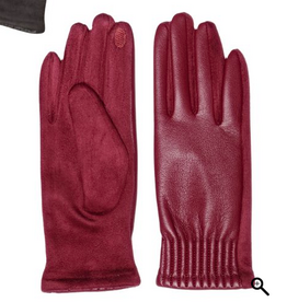 Coronet Coronet Burgundy Faux Leather Touch Screen Gloves One Size
