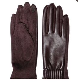 Coronet Coronet Brown Faux Leather Touch Screen Gloves One Size