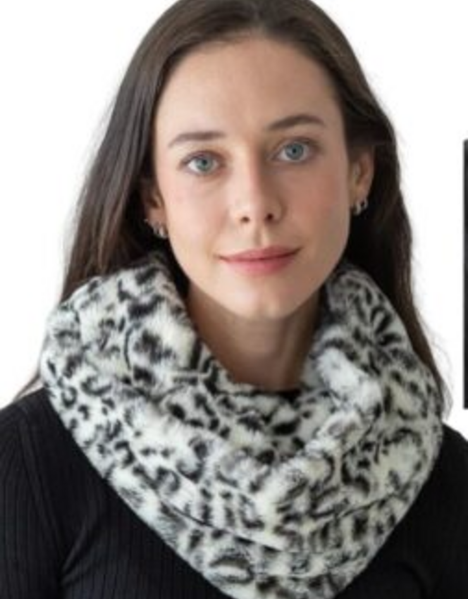 Coronet Coronet Black/White Leopard Print Faux Fur Infinity Scarf