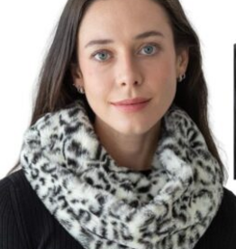 Coronet Coronet Black/White Leopard Print Faux Fur Infinity Scarf