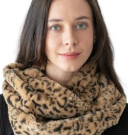 Coronet Coronet Brown/Black Leopard Print Faux Fur Infinity Scarf