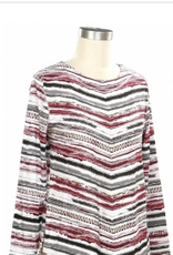 Links Links White Brandy Wine Print  Round Neck Long Sleeve Top