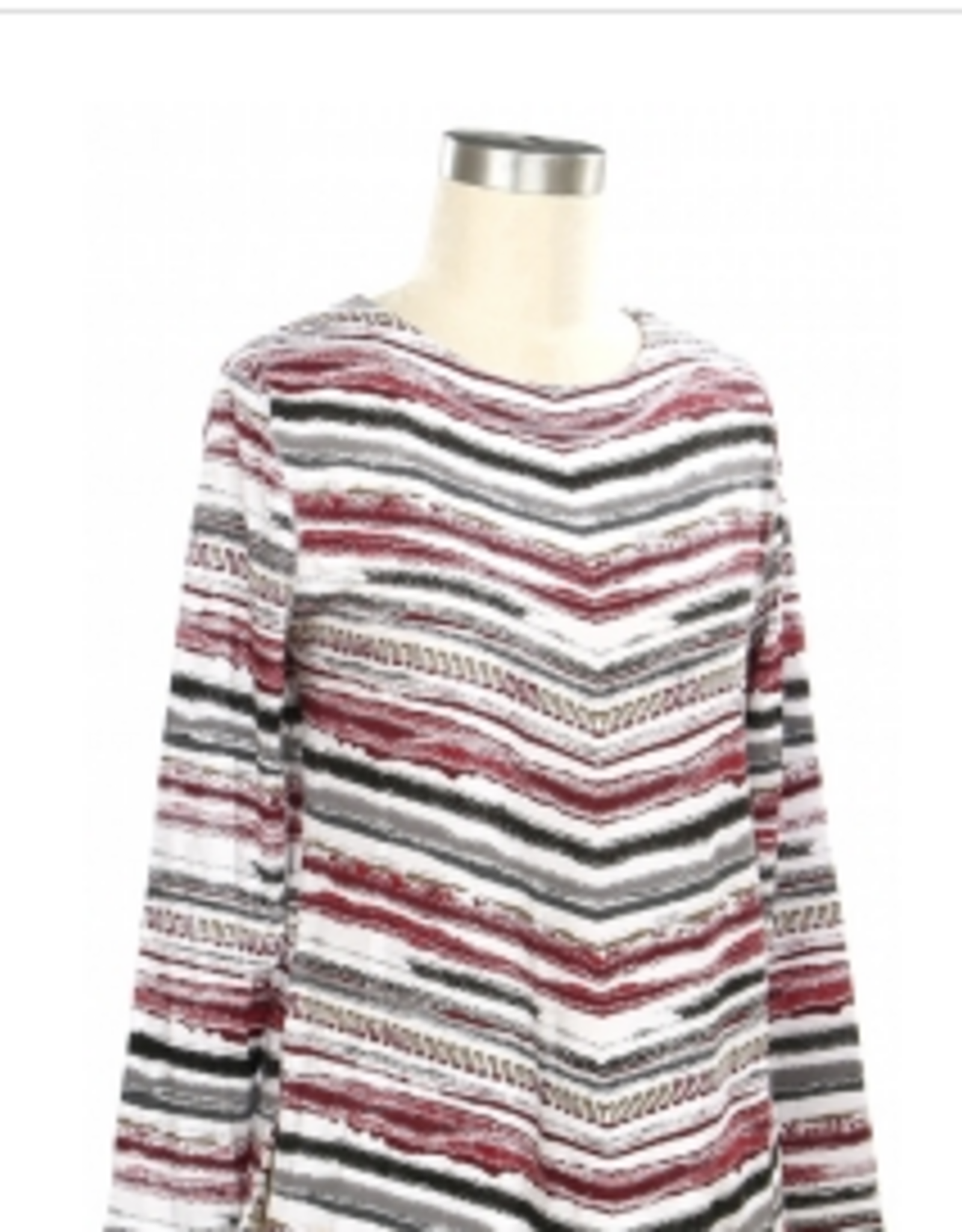Links Links White Brandy Wine Print  Round Neck Long Sleeve Top