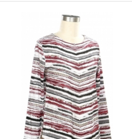 Links Links White Brandy Wine Print  Round Neck Long Sleeve Top