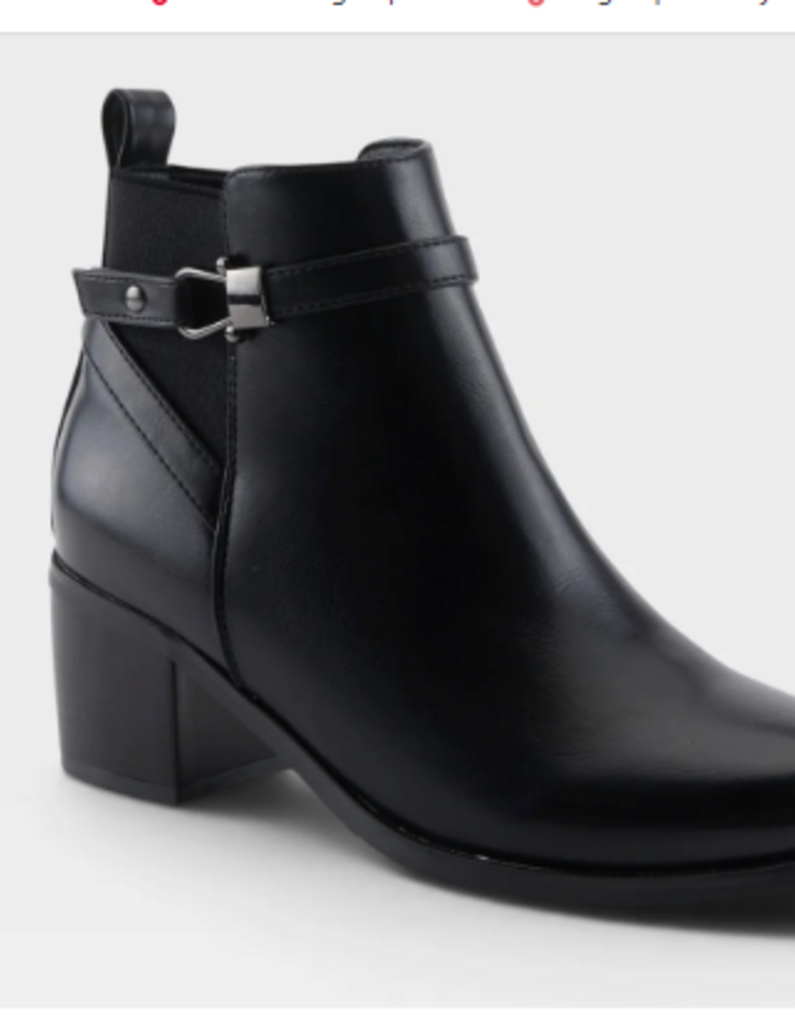 Patrizia Patrizia PADULE Black Faux Leather  Ankle Boot w/ Chunky Heel
