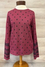 Sunday Sunday Prune Polka Dot Print Round Neck Long Sleeve Sweater