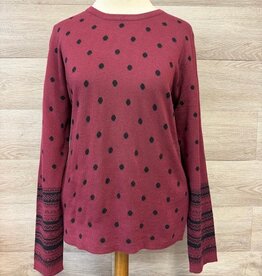 Sunday Sunday Prune Polka Dot Print Round Neck Long Sleeve Sweater