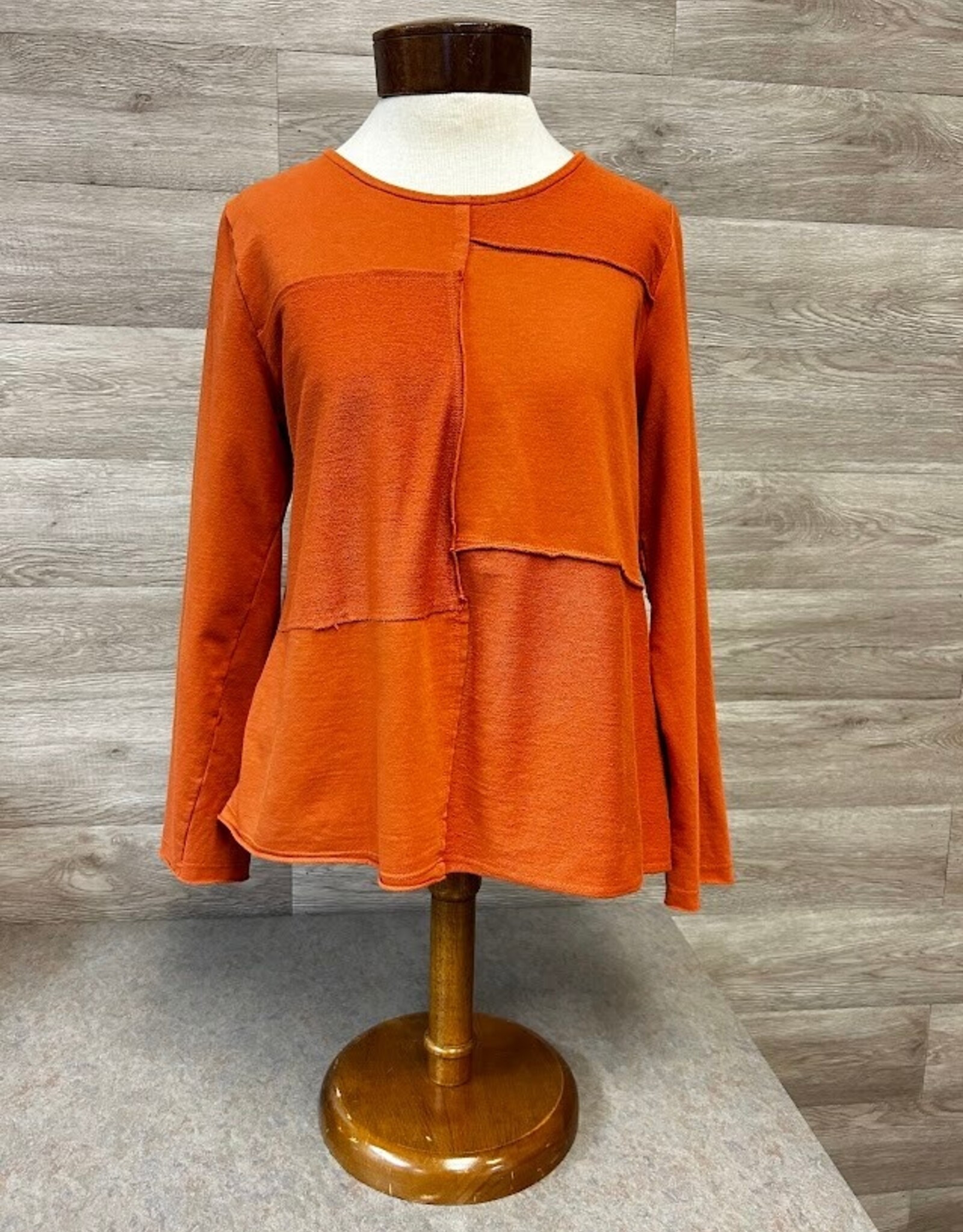 Cotton Lani Cotton Lani Cedar Color Block Round Neck long Sleeve Top