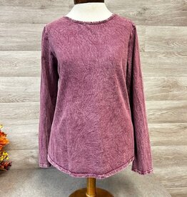 Cotton Lani Cotton Lani Burgundy Round Neck Long Sleeve Top