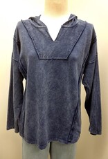 Cotton Lani Cotton Lani Indigo Hooded Long Sleeve Top