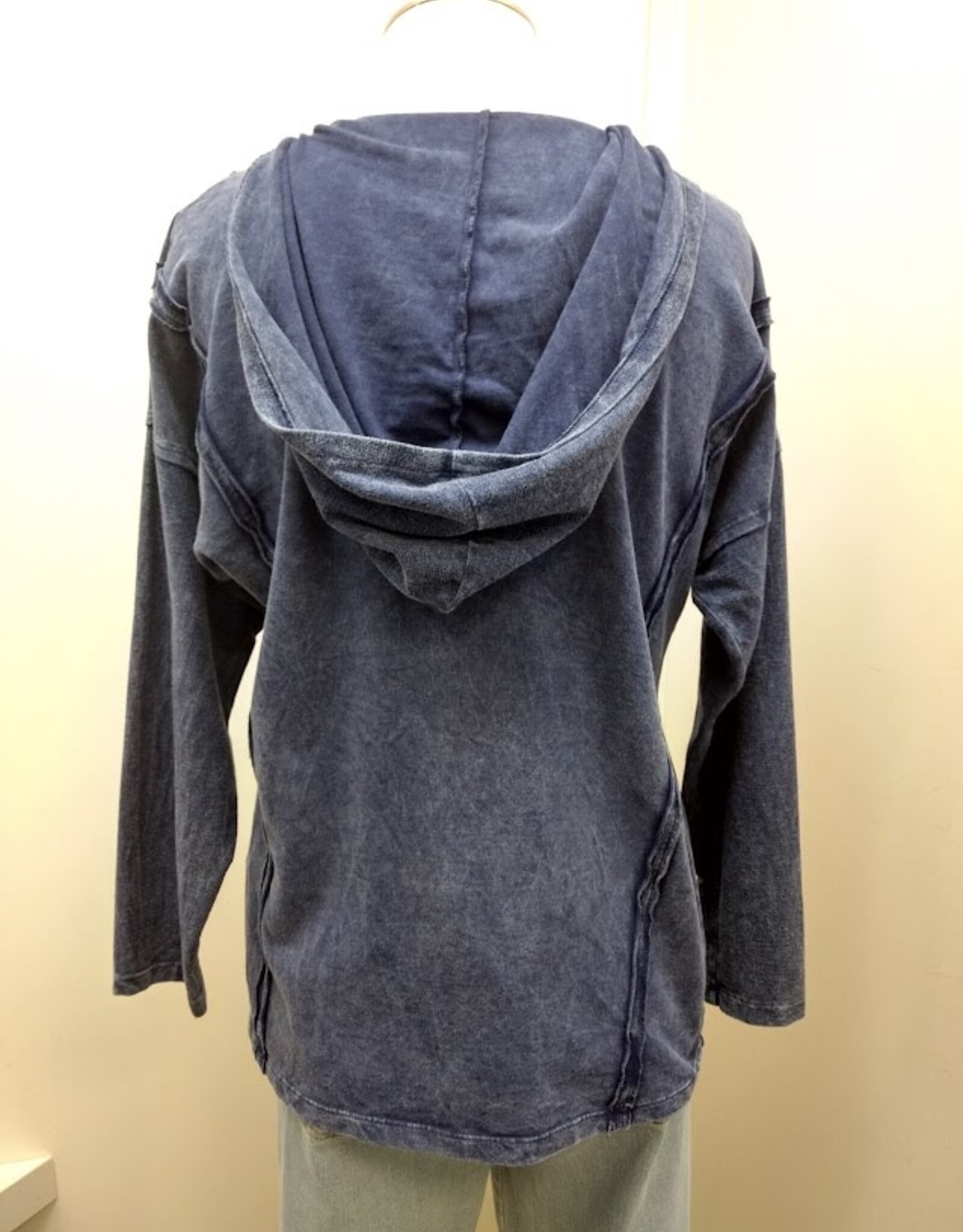 Cotton Lani Cotton Lani Indigo Hooded Long Sleeve Top
