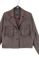 Clara Sun Woo Clara Sun Woo Brown Liquid Leather™ Cropped Cargo Jacket