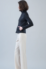 Clara Sun Woo Clara Sun Woo Black Liquid Leather™ Tailored Sport Zip Jacket