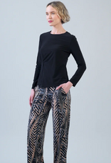 Clara Sun Woo Clara Sun Woo T418 Black Long Sleeve Stitch Overlay Top