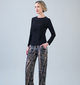 Clara Sun Woo Clara Sun Woo T418 Black Long Sleeve Stitch Overlay Top