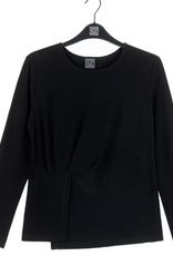 Clara Sun Woo Clara Sun Woo T418 Black Long Sleeve Stitch Overlay Top