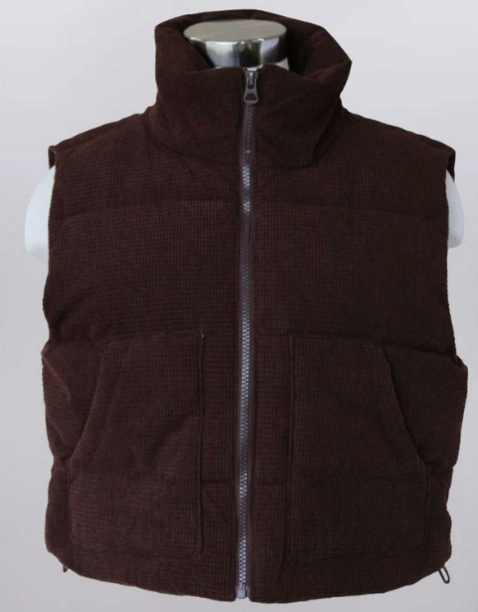 Keren Hart Keren Hart Corduroy Chocolate Puffer Zip Up Vest