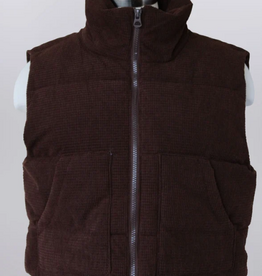 Keren Hart Keren Hart Corduroy Chocolate Puffer Zip Up Vest