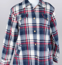 Keren Hart Keren Hart Blue/Red Plaid Button Up Long Sleeve Shacket