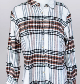 Keren Hart Keren Hart Flannel Brown Combo Plaid Button Up Long Sleeve