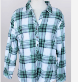 Keren Hart Keren Hart Flannel Light Blue Plaid Button Up Long Sleeve