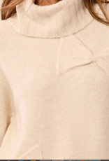 Tribal Tribal Cream Turtle Neck Bow Detail long Sleeve Sweater