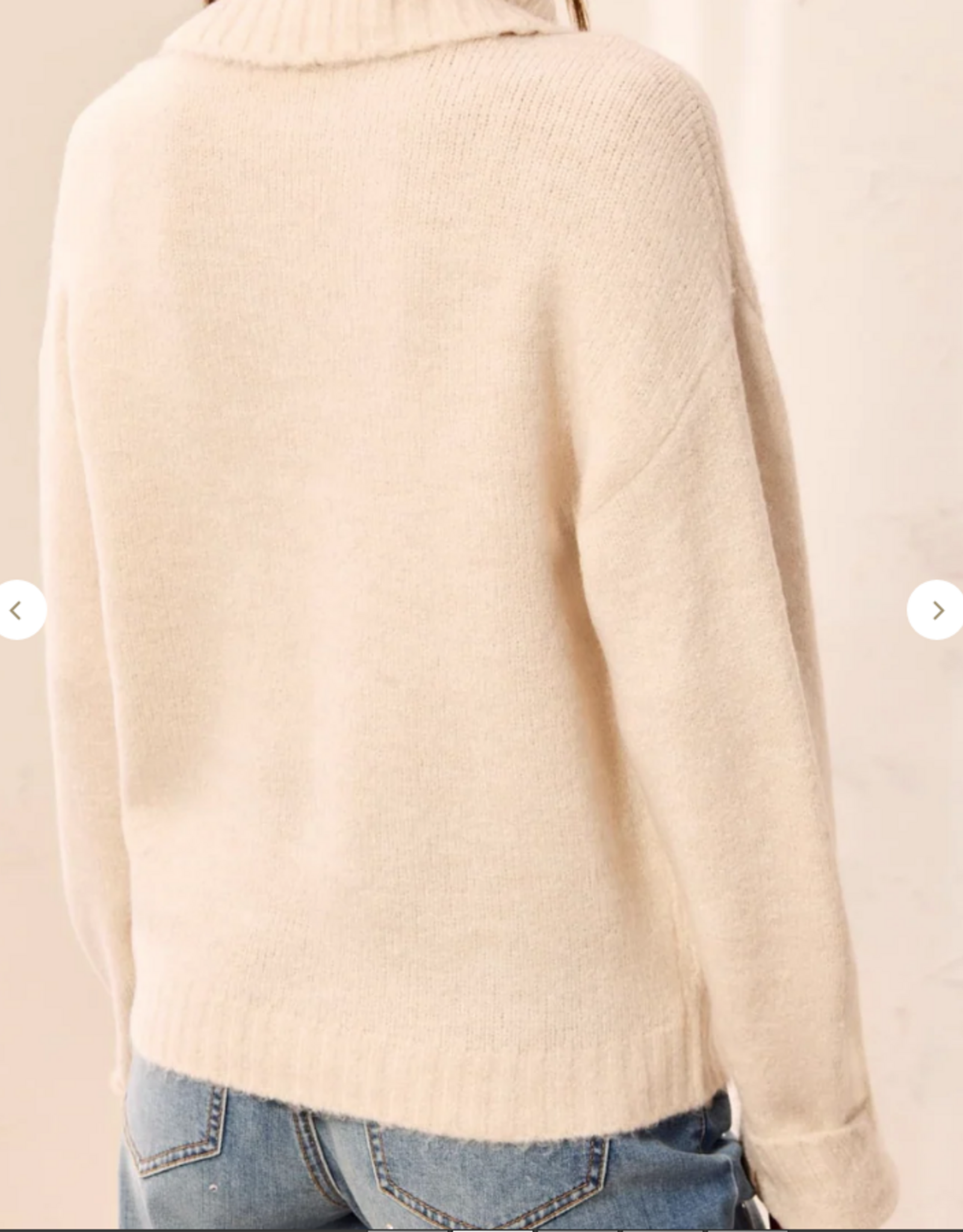 Tribal Tribal Cream Turtle Neck Bow Detail long Sleeve Sweater