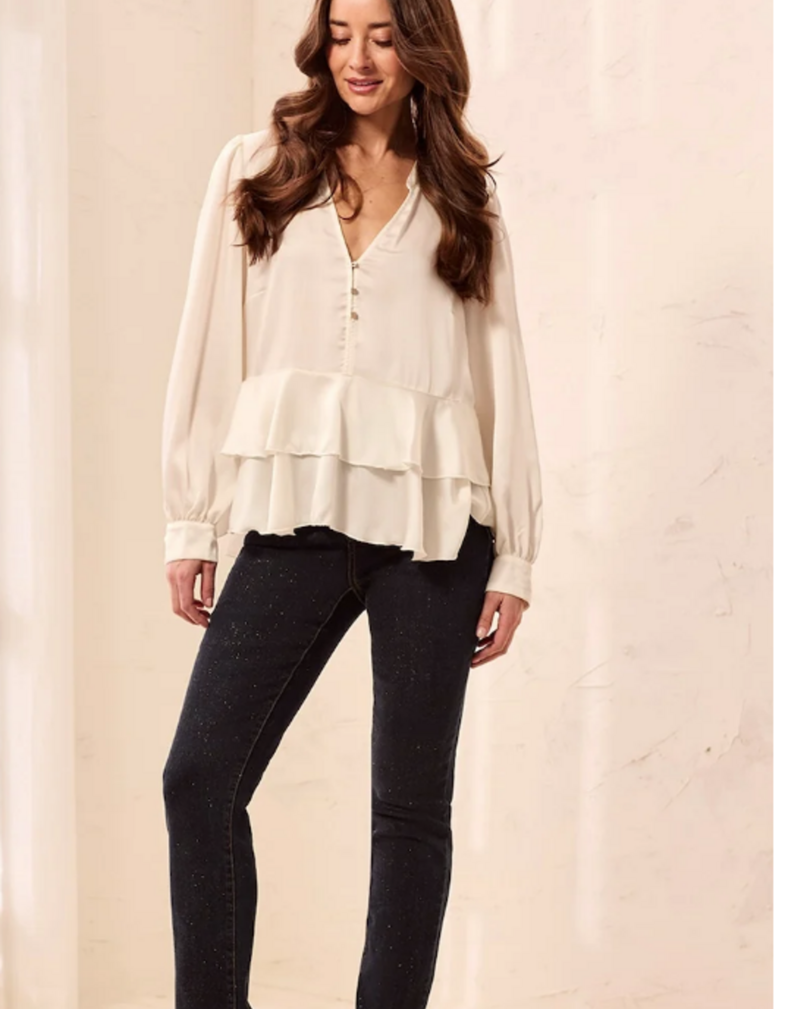 Tribal Tribal 6336O Sophia Glitz Gold Rinse Mid Rise Straight Leg Denim Jean