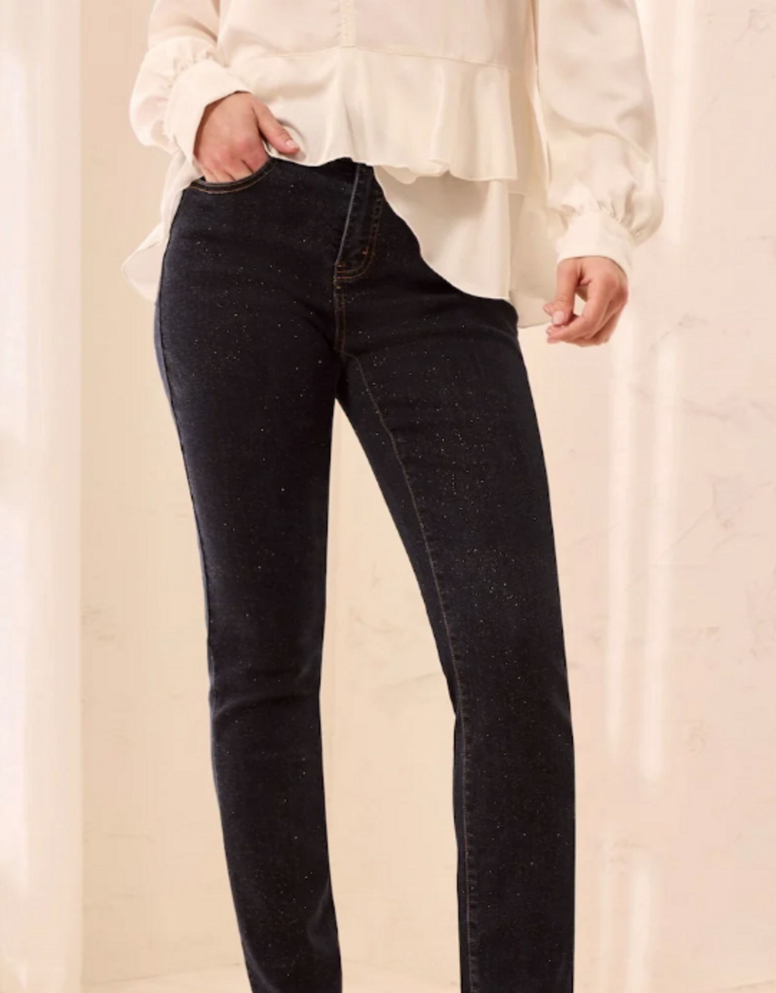 Tribal Tribal 6336O Sophia Glitz Gold Rinse Mid Rise Straight Leg Denim Jean