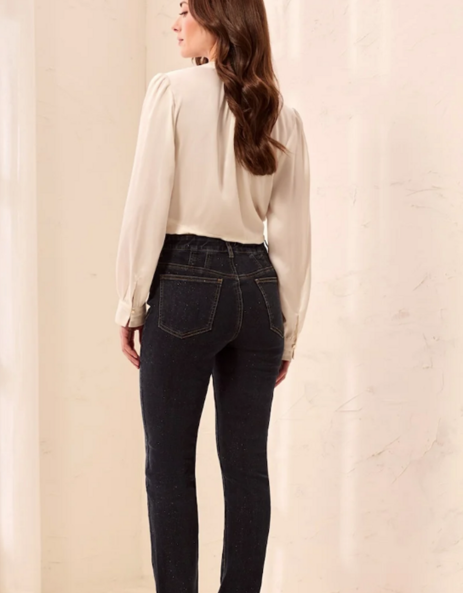 Tribal Tribal 6336O Sophia Glitz Gold Rinse Mid Rise Straight Leg Denim Jean