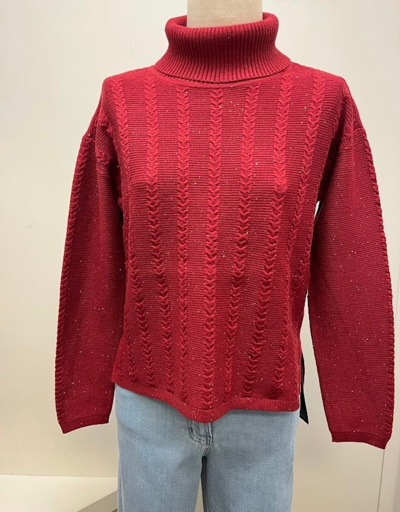 Tribal Tribal Pinot Turtle Neck Cable Knit Long Sleeve Sweater